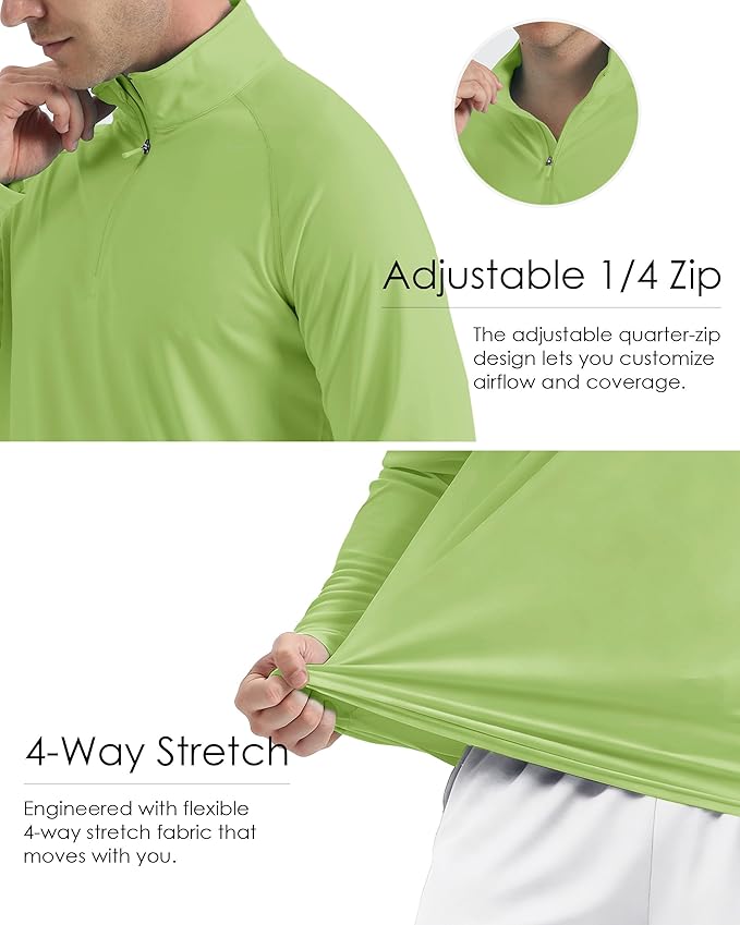 Boladeci Men's UPF 50+ Sun Shirts 1/4 Zip Long Sleeve SPF UV Protection Lightweight Quick Dry Quarter Zip Golf Shirts