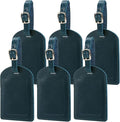 Ringsun Genuine Leather Luggage Tag for Suitcases ID Tags Bag Tags for Luggage (6 Pack, Blue)