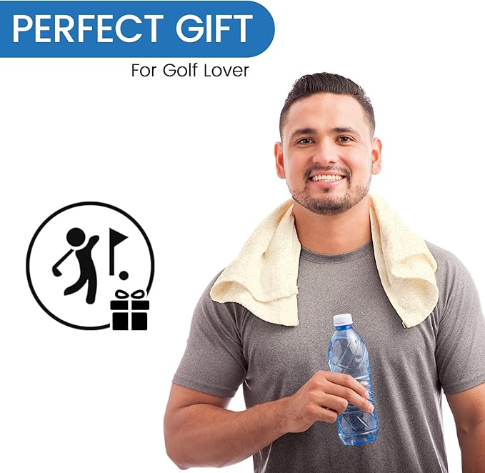 Personalized Passion Golf Towel with Embroidered Name - 16"x26" Custom Golf Towels with Clip - Soft & Highly Absorbent Plush Velour - Easily Wipes Away Sweat and Dirt - Gift for Golfers - Beige