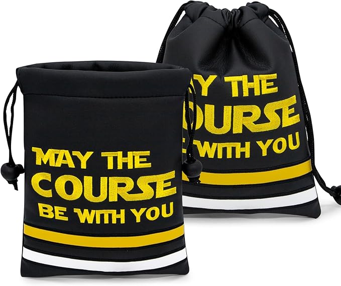 Golf Valuables Pouch, Leather Golf Tee Pouch with Drawstring Closure Golf Ball Tee Handbag Portable Golf Accessories