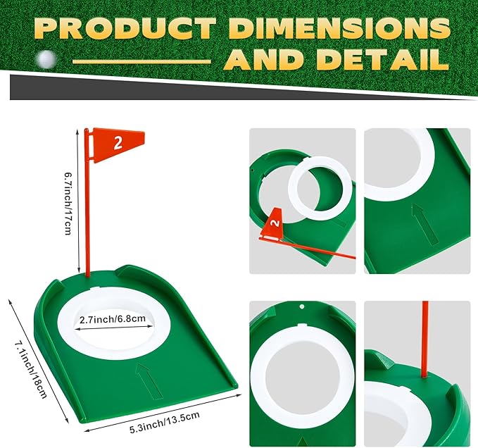 Sotiff Golf Putting Practice Cup Hole Training Aids Golf Accessories Training Putters with Plastic Flag for Adult Office Garage Yard Indoor Outdoor Practice