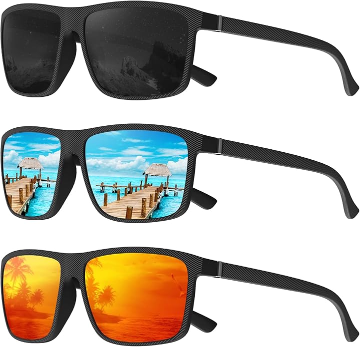 KALIYADI Polarized Sunglasses for Men and Women, Mens Sun Glasses with UV Protection for Driving Fishing Golf (3 Packs)