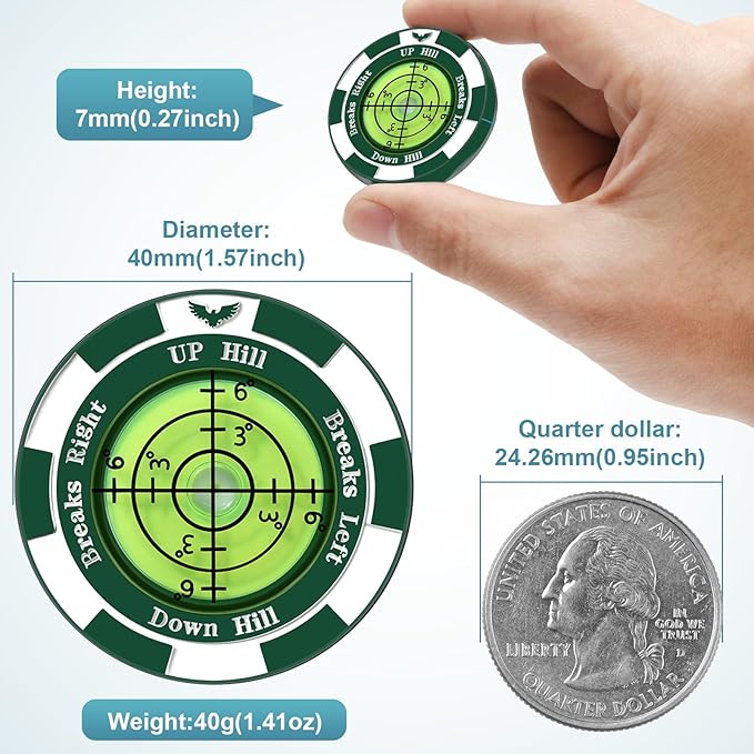 SlopeVision Pro Golf Green Reader with Hat Clip, Horizontal Bubble Level & Golf Ball Marker – High Precision Green Reading Aid, Ideal Golf Gift for Men & Women