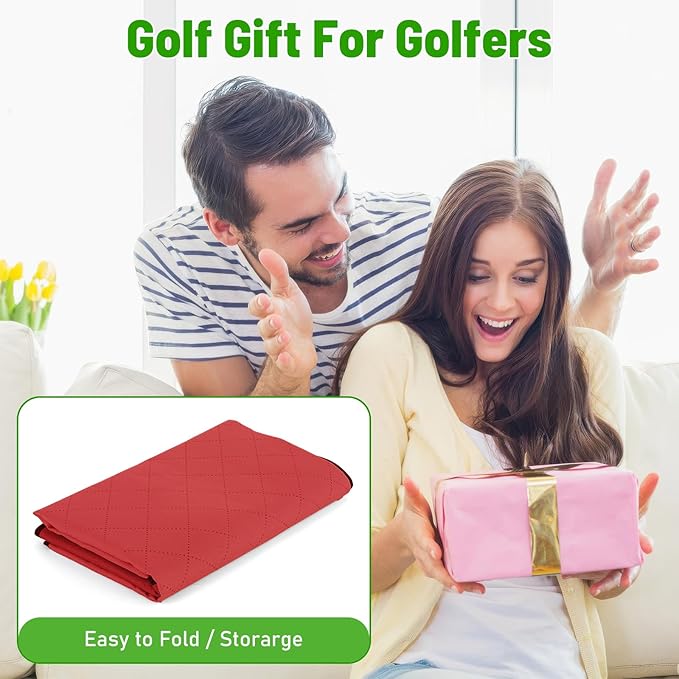 Kaskawise Golf Cart Seat Covers,Universal Golf Cart Seat Towel Blanket with 4 Front Pockets & Nonskid Bottom Fits for EZGO, Yamaha, Club Car DS Precedent and More 2 Person Seats Golf Carts (Wine red)