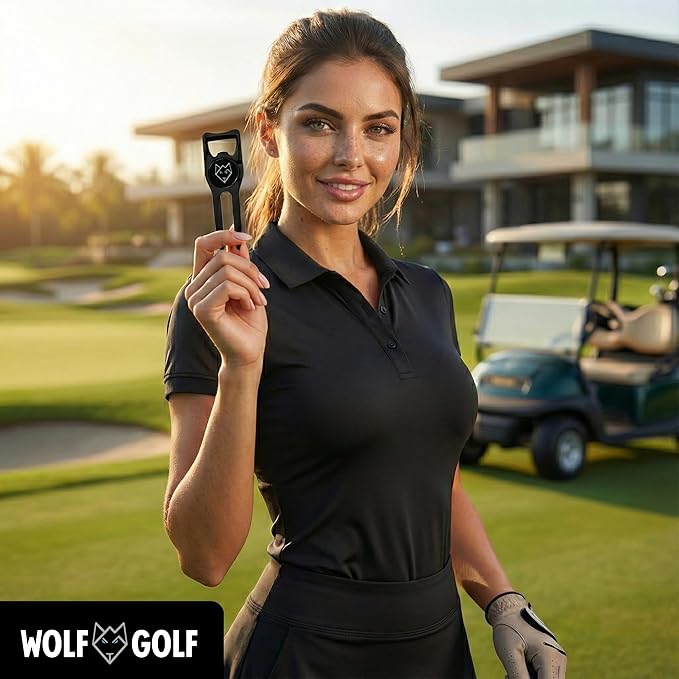 Wolf Golf Towels Divot Repair Tool | 6-in-1 Premium Divot Tool with Ball Marker | Golf Gifts for Men & Women | Golf Accessories for Men & Women