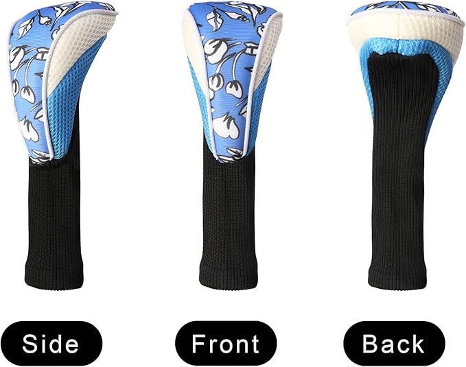 Black Golf Club Head Cover for Driver Fairway 3 Pcs Woods Headcovers, Golf Accessories Hybrid Head Covers Set with Interchangeable Tags 3 4 5 7 X