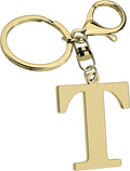 Stainless Steel Gold Letter A-Z Keychain for Women Men, Initial Letter Pendant with Key Ring, Charms for Key Backpack Bag