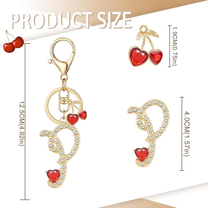 Gold Plated Alphabet Initial Letter Keyring Keychain for Women Girls Crystal Key Chains for Wallet Backpack Bag Charm