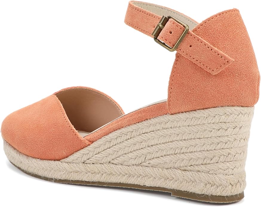 Platform Wedges Sandals for Women, 3" Wedge, Ankle-Strap, Cap Toe, Summer Espadrilles Heel Shoes