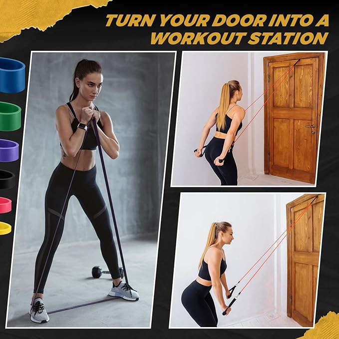 Soulchen 6 Pcs Resistance Bands Set Pull up Bands for Men Women Resistance Training with Door Anchor and Storage Bag for Physical Therapy, Muscle Training Aid, Fitness