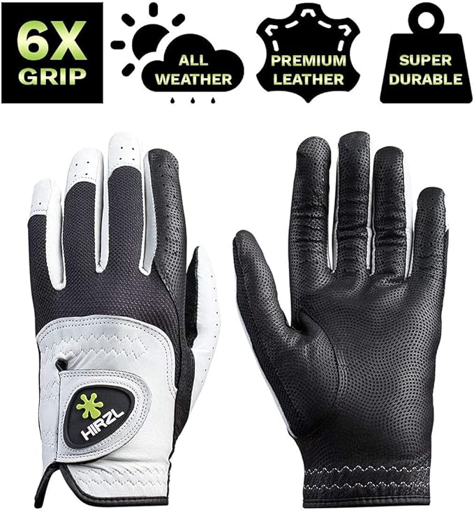 HIRZL Trust Control 2.0 Ladies Golf Gloves – All Weather Womens Golf Glove (White/Black) | Kangaroo Leather Palm | Cabretta Leather Backhand | Trusted by Pros | Sweat Free, Ultimate Grip (Pack of 10)