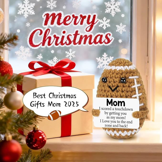 Mini Funny Gifts for Mom from Daughter Son, Mothers Day Birthday Gift for Mom, Cute Emotional Small Present Crochet Football Doll or Mommy Mother in Law Bonus Step Mothers