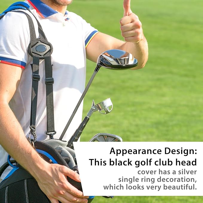 10Pcs Golf Club Ferrules .370 Black Golfing Iron Ferrule Size .370 Custom Black Iron Golfing Ferrule with Single Silver Ring for All Shaft