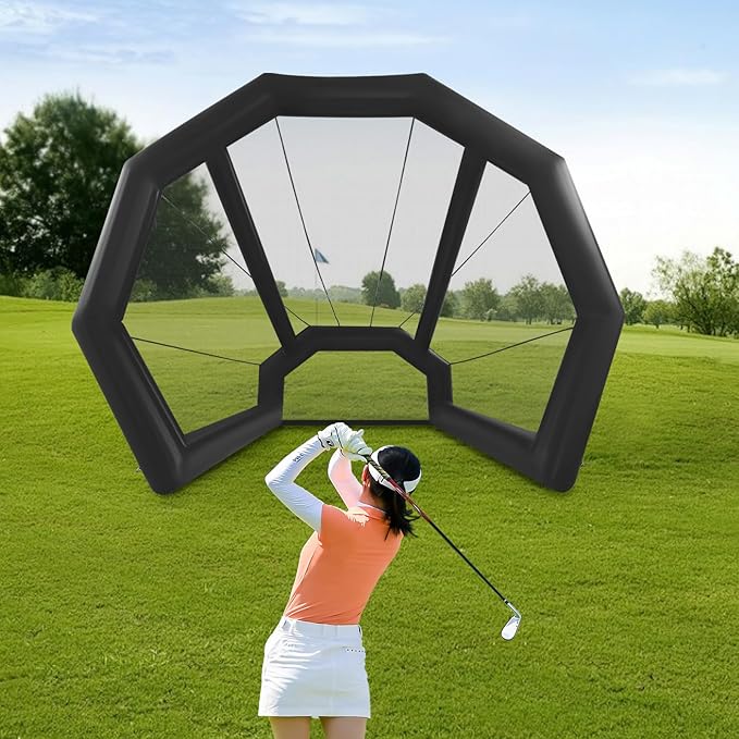 Golf Practice Hitting Net, 11.48x9.84x 9.84 FT Golf Hitting Nets, Large Inflatable Golf Practice Net Cage for Indoor Outdoor Backyard Driving Range for Golfers