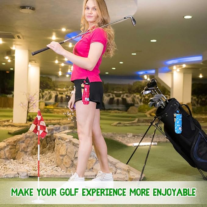 24 Pcs Golf Ball Holder Pouch with Tee Holder Keychain Belt Clip Hook Golf Carry Bag for Women Ladies Man Gifts