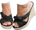 Womens Espadrilles Wedge Sandals Slides Platform Slip on Bow Knot Open Toe Summer Mules Shoes