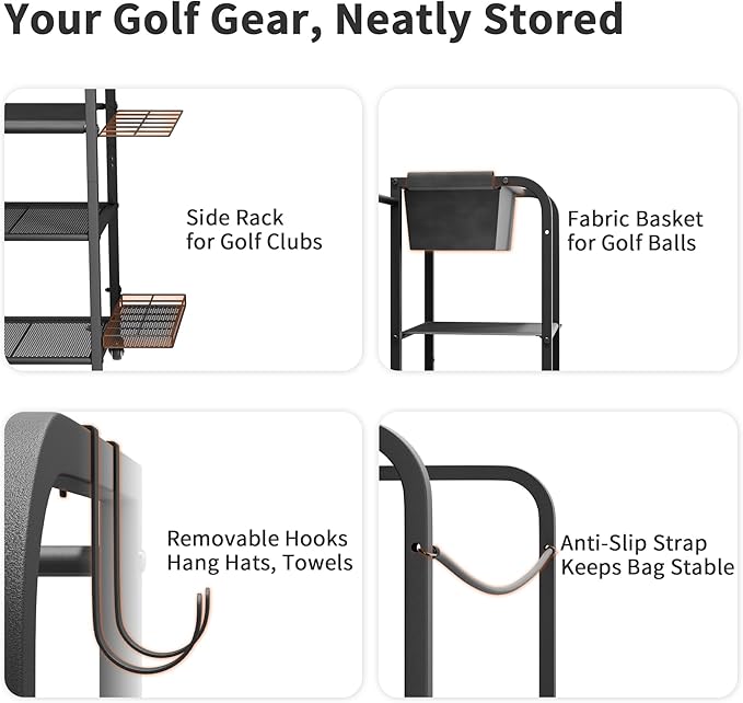 niffgaff Golf Bag Organizer Golfing Storage Stand for Garage Golf Bags Golfing Rack with Wheels Black