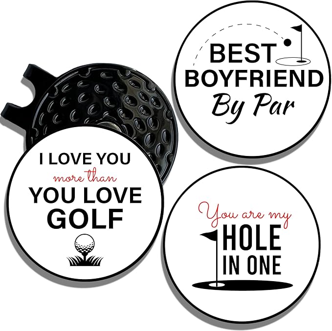 Wolf Golf Towels Golf Ball Marker Hat Clip Gift Set | Best Husband by Par or Best Boyfriend by Par | | 1 Magnetic Clip + 3 Ball Markers | Golf Accessories for Men