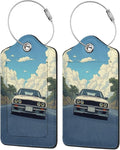 TSA Approved Luggage Tags for Suitcases Cartoon car 2 Pack Funny Leather Carnival Cruise Airport Cute Travel Name Tags Golf Bag tag Ships Essentials Privacy Cover ID Label for Women Men