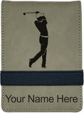 LaserGram Mini Padfolio with Notepad and Pen, Golfer Golfing, Personalized Engraving Included (Light Brown)