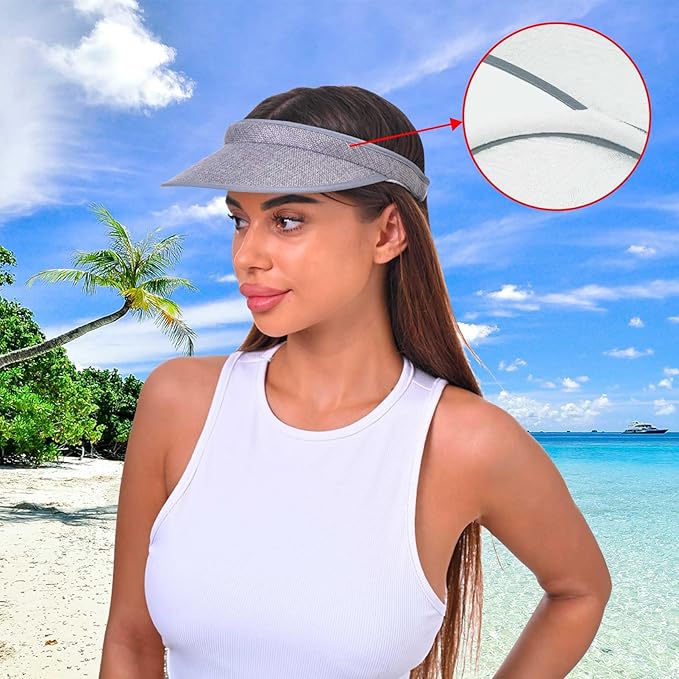3 Pieces Clip On Visors Women Men Visor Sun Hats Hat Outdoor Sports Golf Beach Travel Tennis Cap