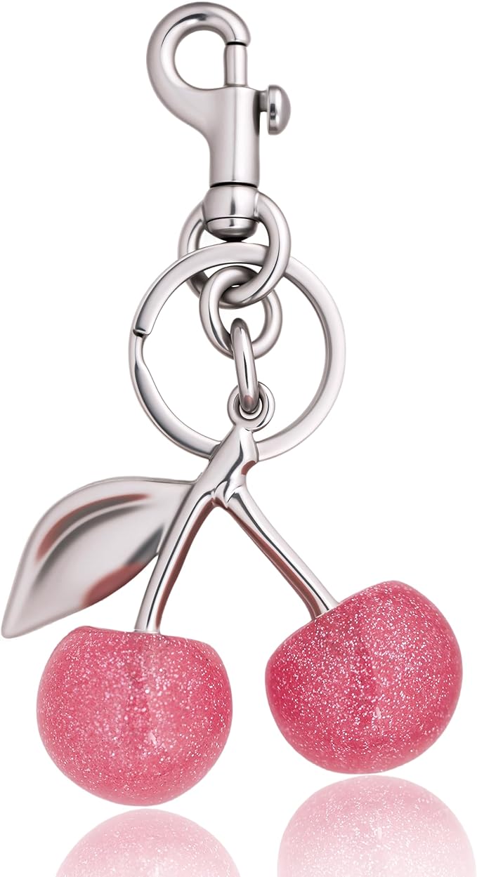 Cherry Bag Charm Purse Handbag Charm Cherry Car Accessories KeyChain Gift for Women Mothers Day Christmas Valentine