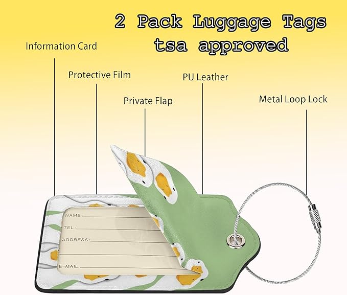TSA Approved Luggage Tags for Suitcases 2 Pack Funny Silly Geese Watching Leather Carnival Cruise Airport Cute Travel Name Tags Golf Bag tag Ships Essentials Privacy Cover ID Label for Women Men