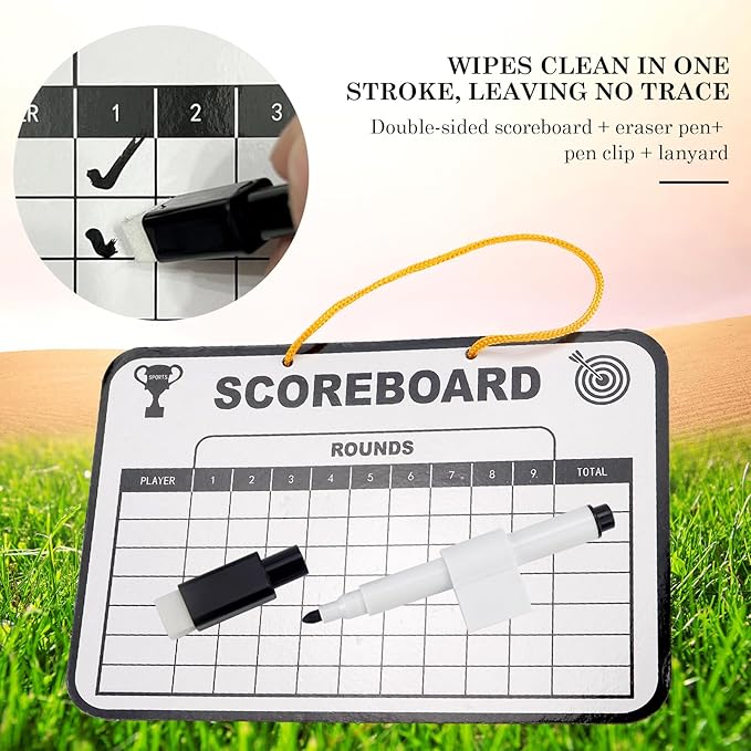 Golf Scoreboard, Erasable Golf Scorecard with Pen, Plastic Whiteboard Score Card Holder Accessories for Golfer