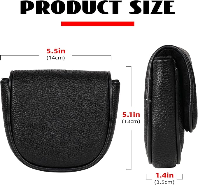 Craftsman Golf Leather Black Mallet Putter Headcover Head Cover Protector Case for LAB DF3 Center Shaft Putters Magnetic Closure