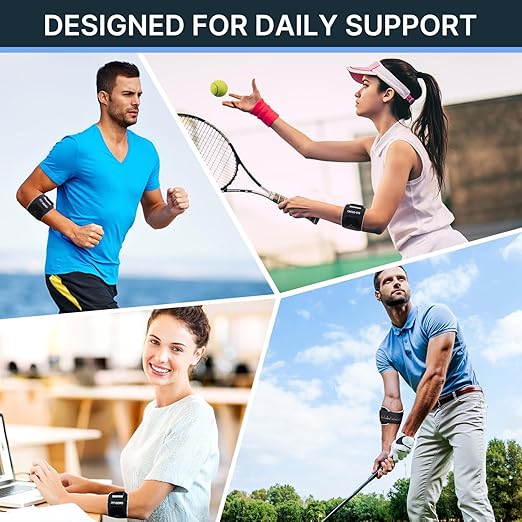 Fit Geno Elbow Brace for Tennis & Golfer's Elbow: Adjustable Elbow Strap for Tendonitis Pain Relief with Compression Pad - Support for Sports Men and Women - Forearm 8''-10.5'', 1 Pack
