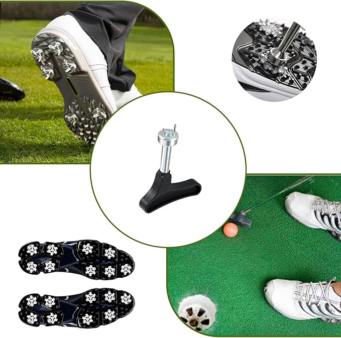 2pcs Golf Spike Removal Tool, Golf Shoes Replacement Spikes Tool with Comfortable Grip, Golfs Shoe Spikes Wrench, Universal Shoe Spike Cleat Wrench, Black