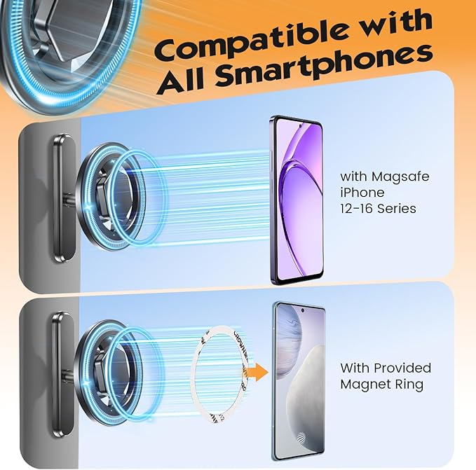 Magnetic Golf Cart Phone Holder (Premium Aluminum Alloy), 360° Rotation Golf Accessories, Compatible with iPhone & Android, Fits EZGO, Club Car, Yamaha, for Golfers, Men & Women