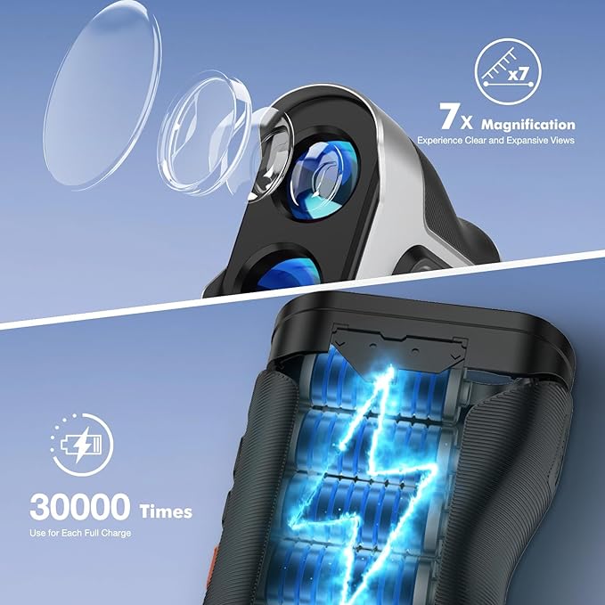 LAZYCAT Golf Rangefinder with Slope, 1200 Yards Laser Range Finder Golfing Dimmable, 7X Magnification, Flag Lock Vibration, Measure Speed, Rechargeable with Magnet