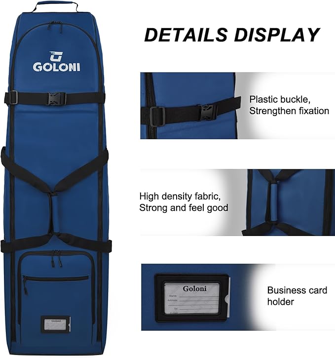 Goloni Golf Travel Bag with Wheels, Golf Travel Case for Airlines, 900D Heavy Duty Oxford Wear-Resistant Soft-Sided