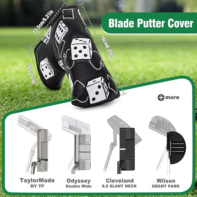 Golf Club Covers Lucky 777 Blade Putter Headcover Golf Driver Covers Fairway Wood Headcover Hybrid Head Cover Blade Putter Cover Leather 3 Wood Headcovers Golf Headcovers for All Brand