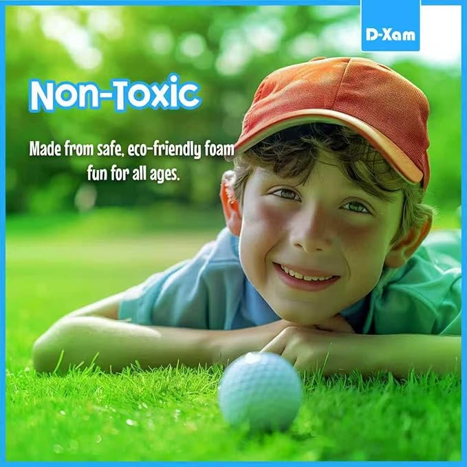 D-Xam Foam Golf Balls Bulk Practice Golf Ball Soft Multicolor, Yellow, White or Orange | Long Lasting & Realistic Feel | Limited Flight Use Indoors Outdoors Backyard Training