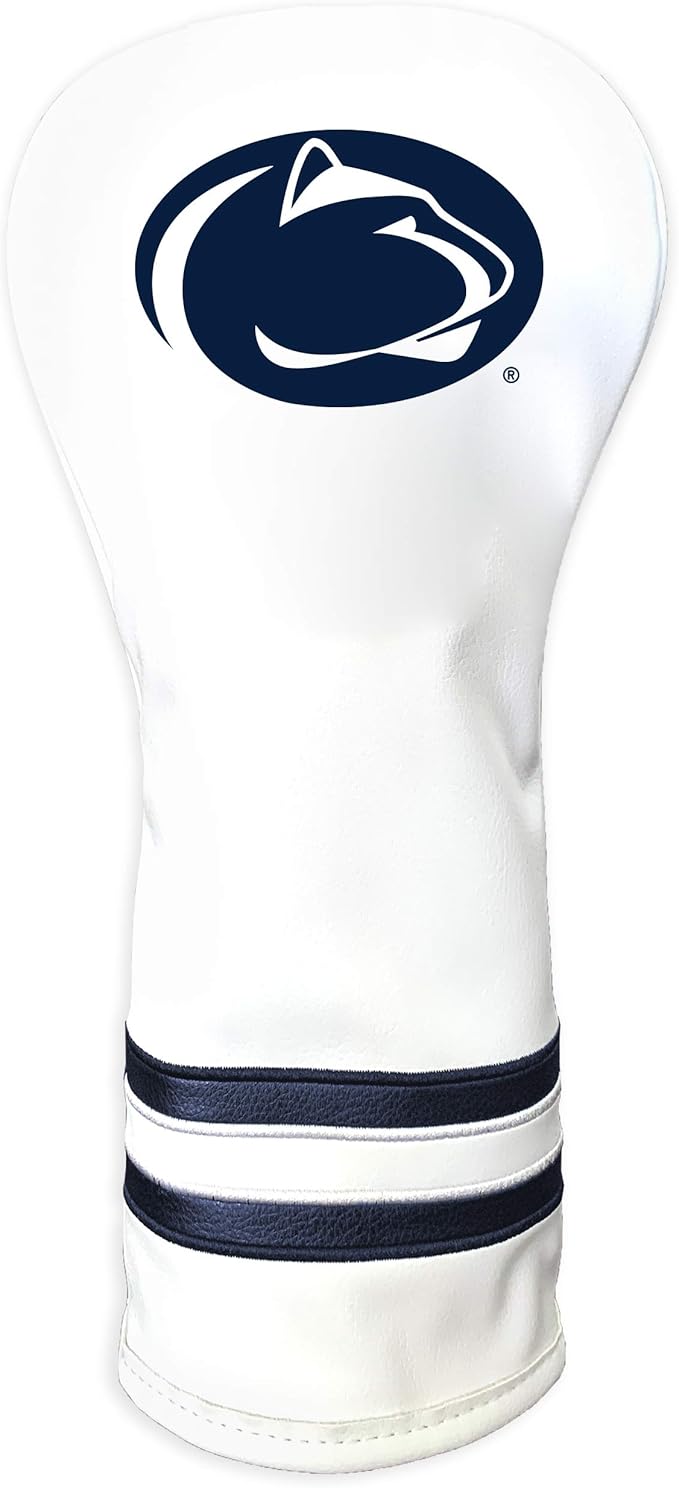 Team Golf NCAA White Vintage Fairway Golf Club Headcover, Form Fitting Design, Retro Design