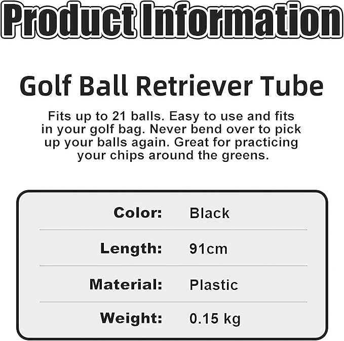 Dr.Acces Premium Golf Ball Retriever - Professional Golf Ball Picker Collector -Golf Ball Pickup PlasticTube