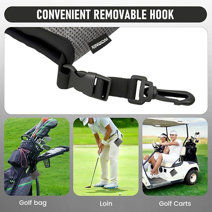 Golf Club and Golf Ball Cleaning Bag - Cleans Club Grooves, Waterproof Clean Face Tech, Detachable Clip, Machine Washable, Stay-Dry Exterior,Golf Gift for Men(1, GRAY)