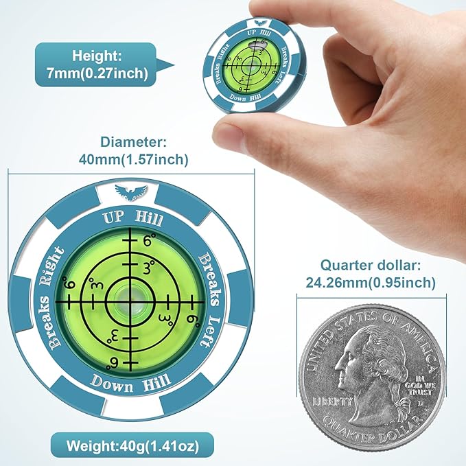 SlopeVision Pro Golf Green Reader with Hat Clip, Horizontal Bubble Level & Golf Ball Marker – High Precision Green Reading Aid, Ideal Golf Gift for Men & Women