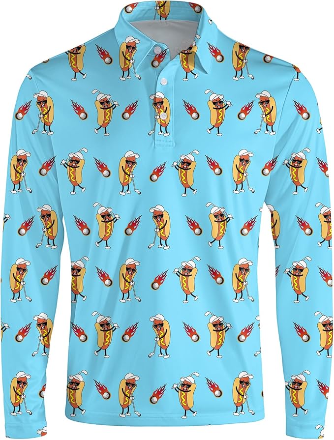 Men's Long Sleeve Golf Shirt Quick Dry 3 Button Work Fishing Outdoor Casual Collar Shirt