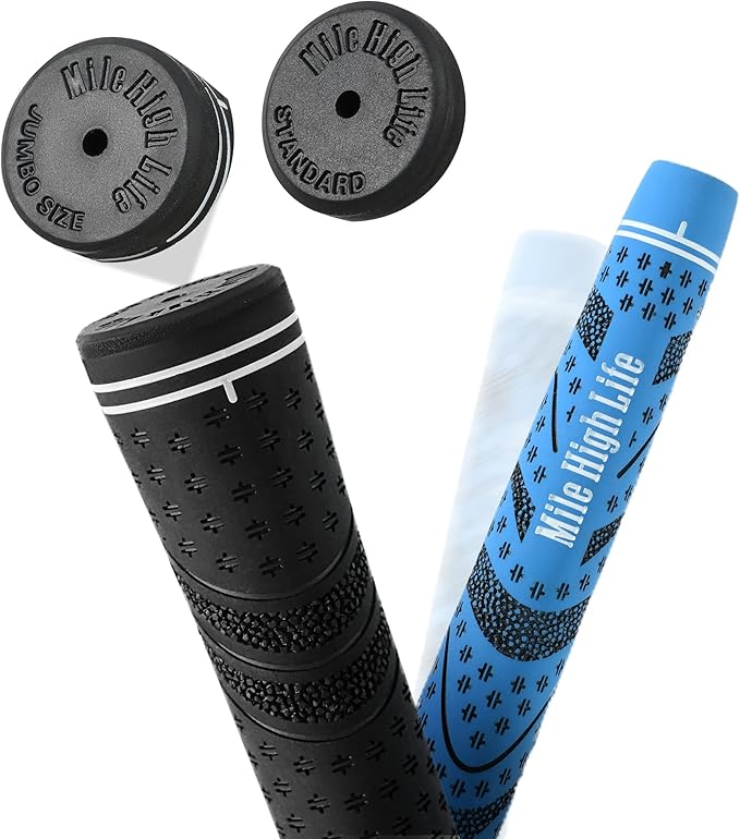 Mile High Life Golf Grips 13 Pack / 3 Pack - All-Weather Soft Rubber Golf Club Grips - High Shock Absorption, Enhanced Traction - Standard, Midsize & Jumbo Size (Core 0.58"-0.61")