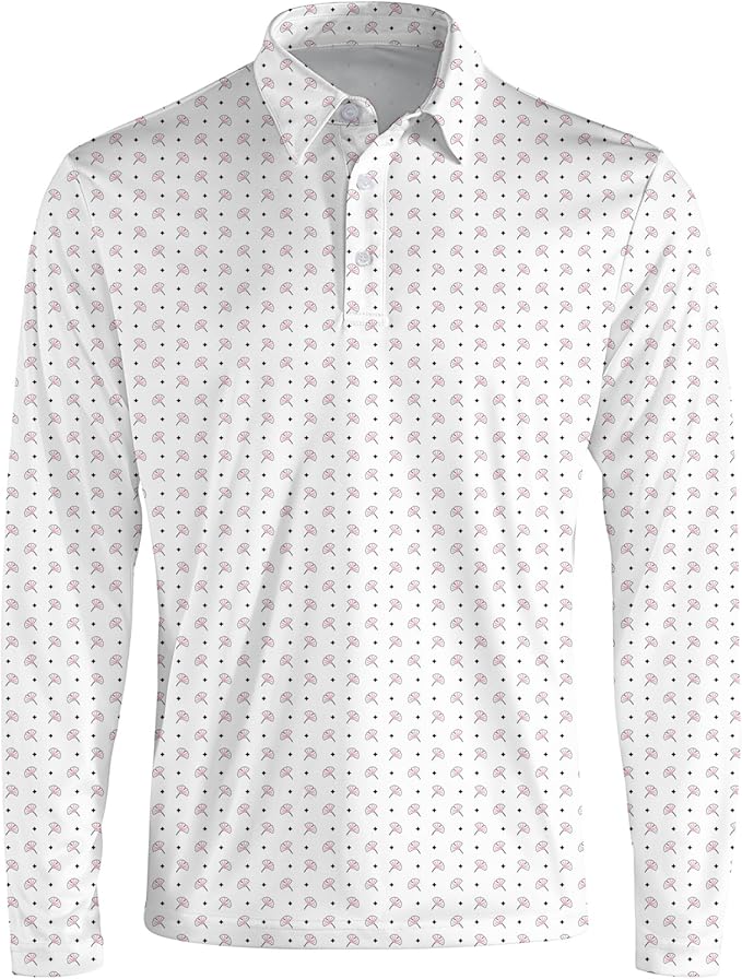 Men's Long Sleeve Golf Shirt Quick Dry 3 Button Work Fishing Outdoor Casual Collar Shirt
