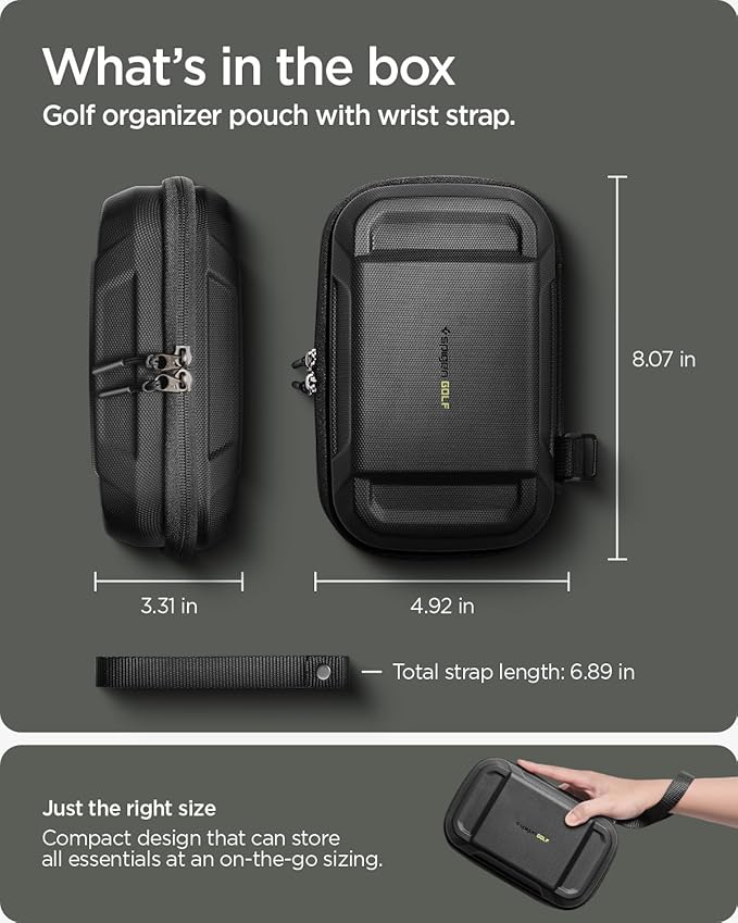Spigen Golf Essentials Organizer Pouch - Golf Accessories/Valuables Holder and Case Fits Balls, Tees, Markers, Gloves
