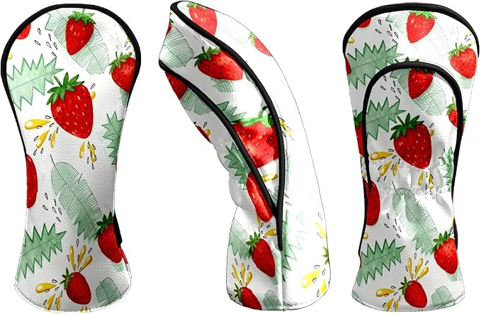 Premium Leather Golf Club Headcovers,Mango Pattern Fits Driver Hybrid Fairway 3/5 Wood,with Scratch-Resistant Lining, Gift for Men and Women