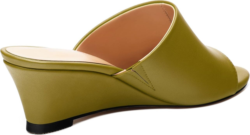 Wedge Sandals for Women Open Toe Wedge Heels Womens Matte High Heel Sandal Round Toe Heeled Wedge Sandals Slip on Casual shoes 2 inch