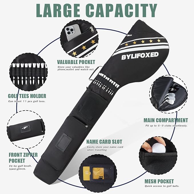 Par 3 Golf Carry Bag for Short Game,Sunday Golf Bag for Men,Small Golf Bag with Thick Foam Protection,Fit Up to 5-8 Clubs