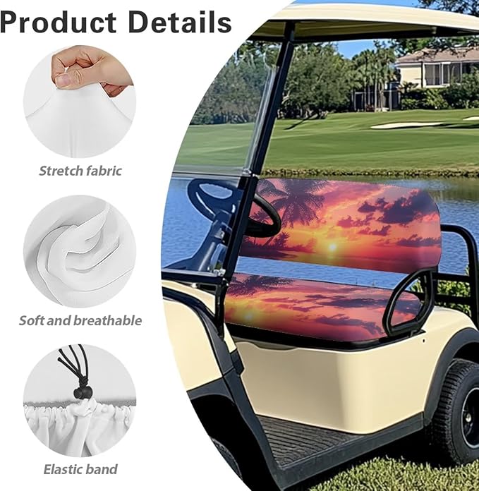 Fashion Print Golf Cart Seat Covers 2 Passenger Golf Cart Backrest Cover Golf Cart Seat Towel Gift for Friends