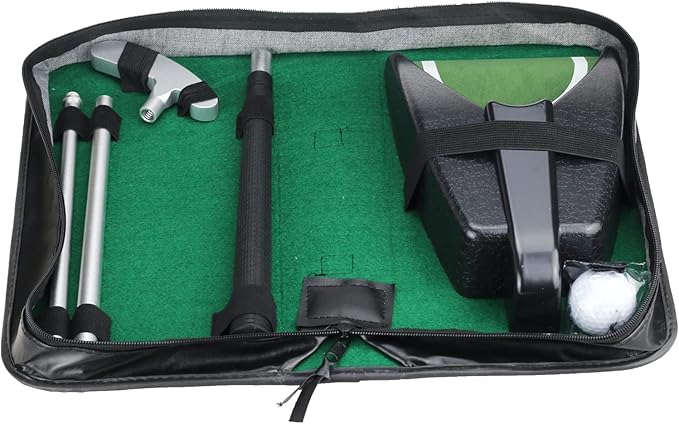 LEAGY Portable Golf Putter Travel Practice Putting Set with Case Indoor Outdoor Yard, Indoor Golf Games Set, Ball Return System Zink Alloy Putter Best Gift Executive Office Putter Set