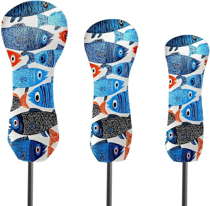 Funny Butterfly Colorful Golf Head Covers for Driver, Fairway, Hybrid & 3 Wood Premium PU Leather with Soft Velvet Lining Waterproof & Scratch-Resistant Unique Golf Gift for Men & Women